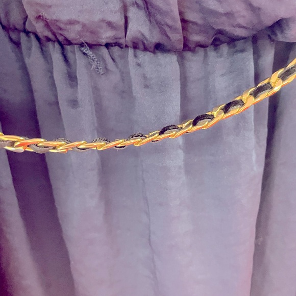 Asymmetrical one shoulder navy blue dress with silver/black chain - Picture 5 of 5